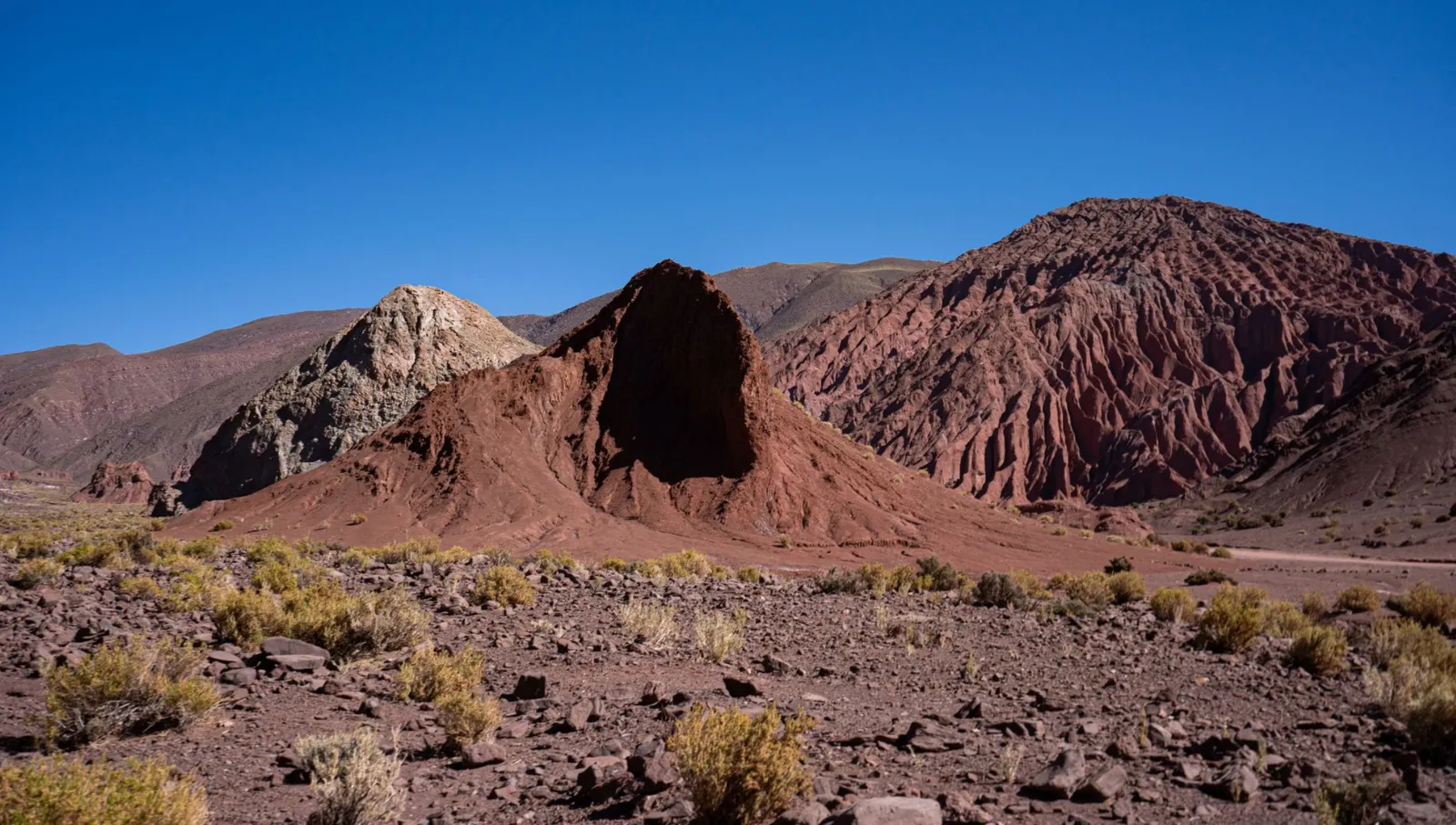 Multicolored geological formations at Valle del Arcoíris, Atacama